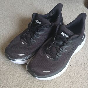 Women's Hoka Black & White Clifton 8 Running Shoes
